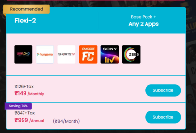 Jio 909 Plan with Zee5, SonyLiv comparison to Watcho Flexi Plans