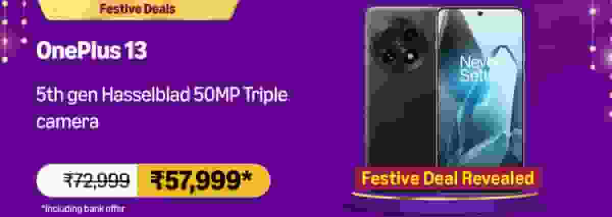 The OnePlus 13 in Amazon Great Indian Festival Sale starts from Rs.57,999