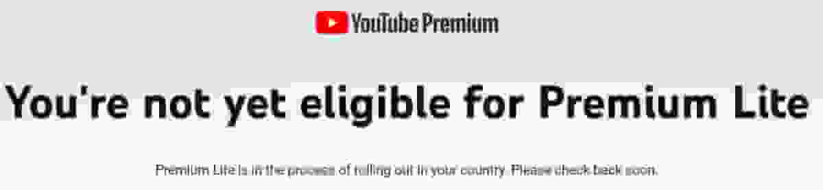 Is YouTube Premium lite in India available?