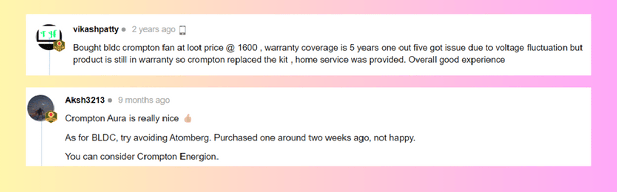 Crompton brand review by our users