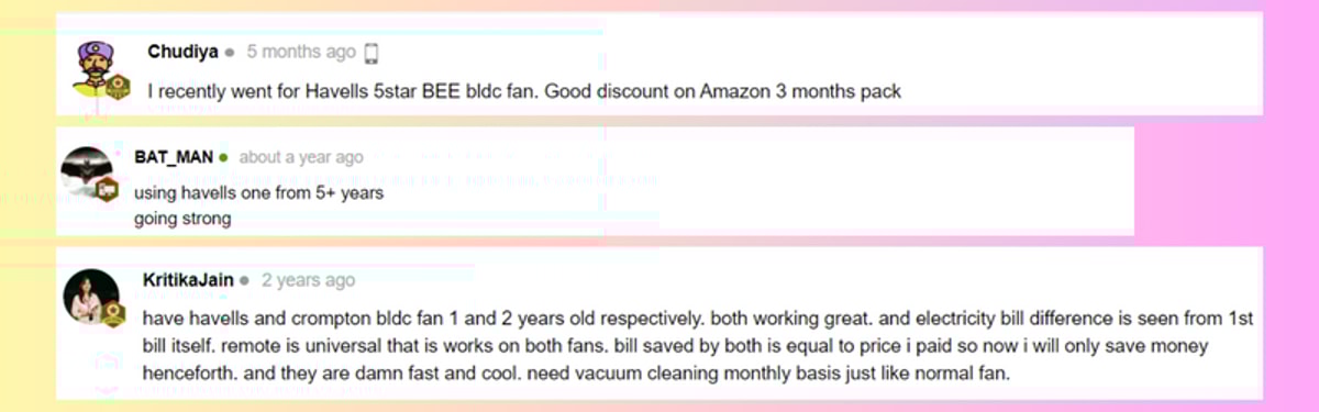 Havells fans user review after personal use of the product