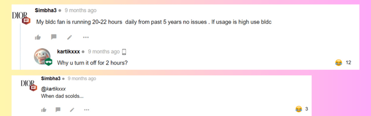 a funny conversation on ceiling fans