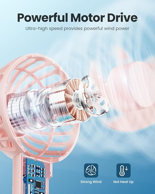 Gaiatop portable rechargeable fan with 7500 RPM High-speed