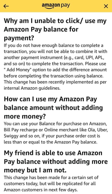 Amazon Pay ends Wallet Partial Payment!
