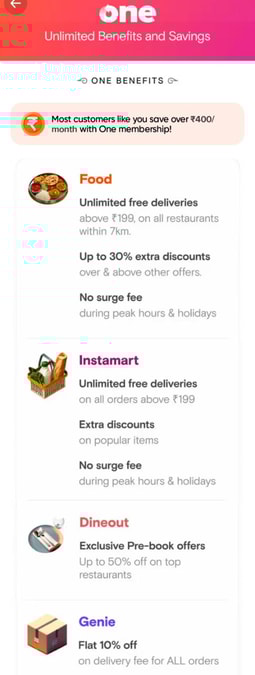 Swiggy One Free Delivery Up to changed