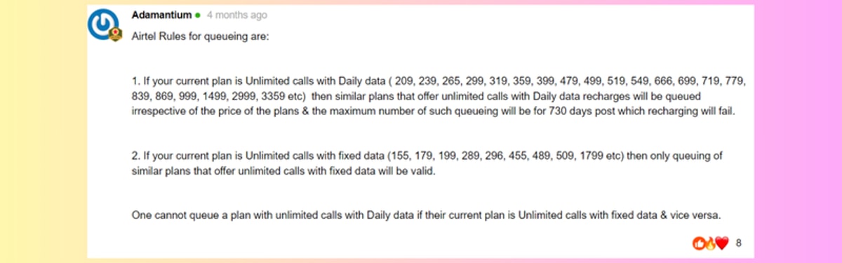 can do advance recharge for Airtel or not