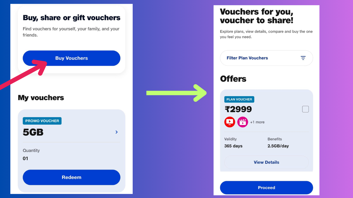 Jio vouchers in MyJio app