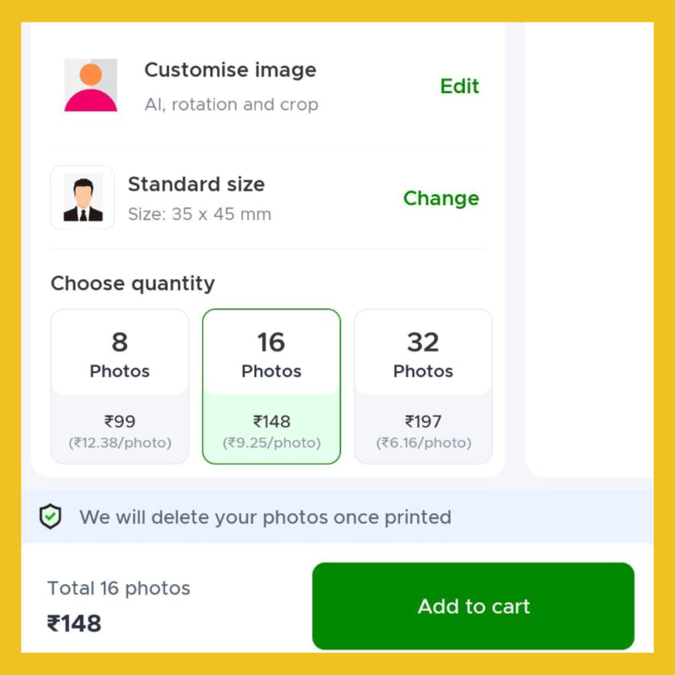 Blinkit Passport-sized Photo Prices?