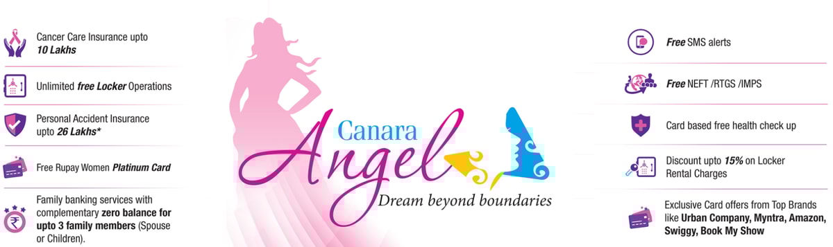 Canara Angel Savings Account for Women with Free RuPay Platinum Debit Card