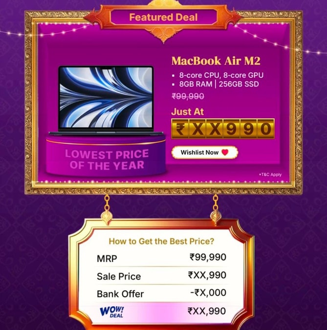 Macbook Air M2 Big Billion Days Price to be Revealed Soon