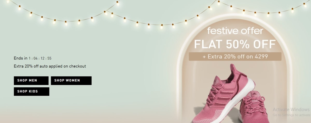 Adidas Diwali Sale in India, Flat 50% OFF + Extra 20% OFF