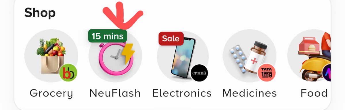 NeuFlash section in TataNeu App