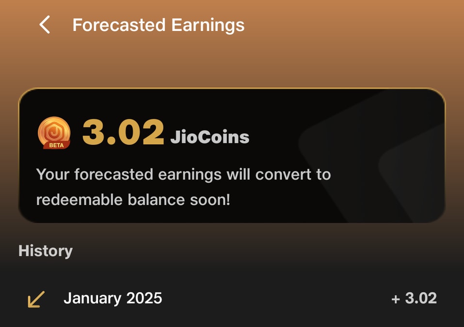 Forecasted JioCoin Earnings