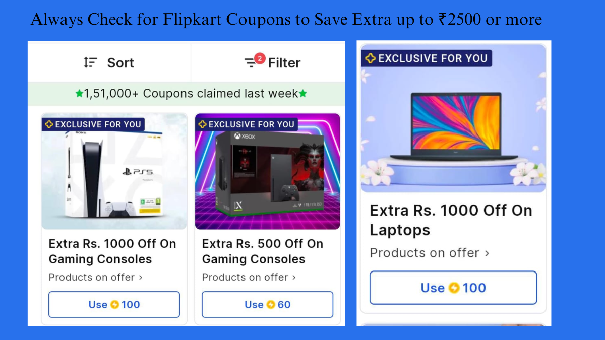 Always Check for Flipkart Coupons to Save Extra up to ₹2500 or more