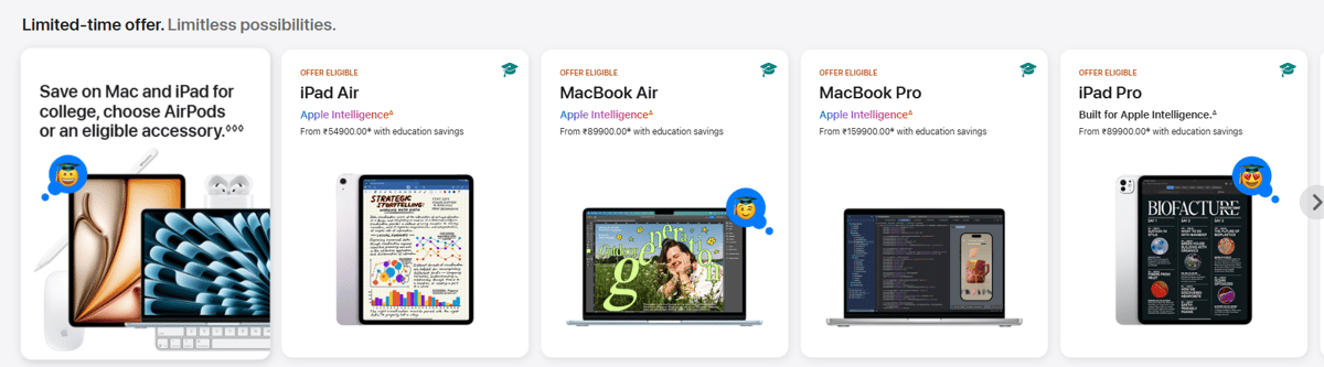 Apple Back to School or College Student Offer Eligible Devices