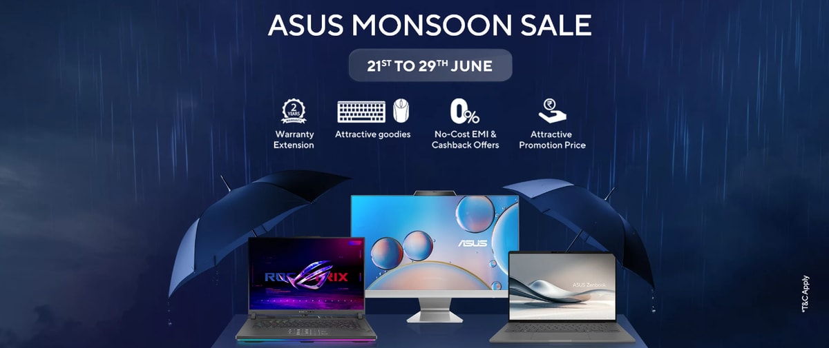 Asus India Monsoon Sale is Live! Discounts, Goodies, NCEMI & Cashback Offers