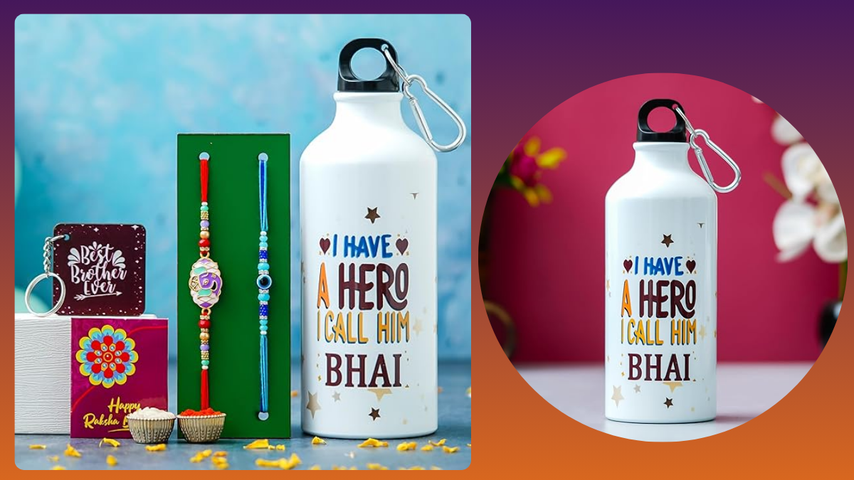 Rakhi Gift Hamper For Brother with Free Rakhi, Printed Sipper and Keychain Combo