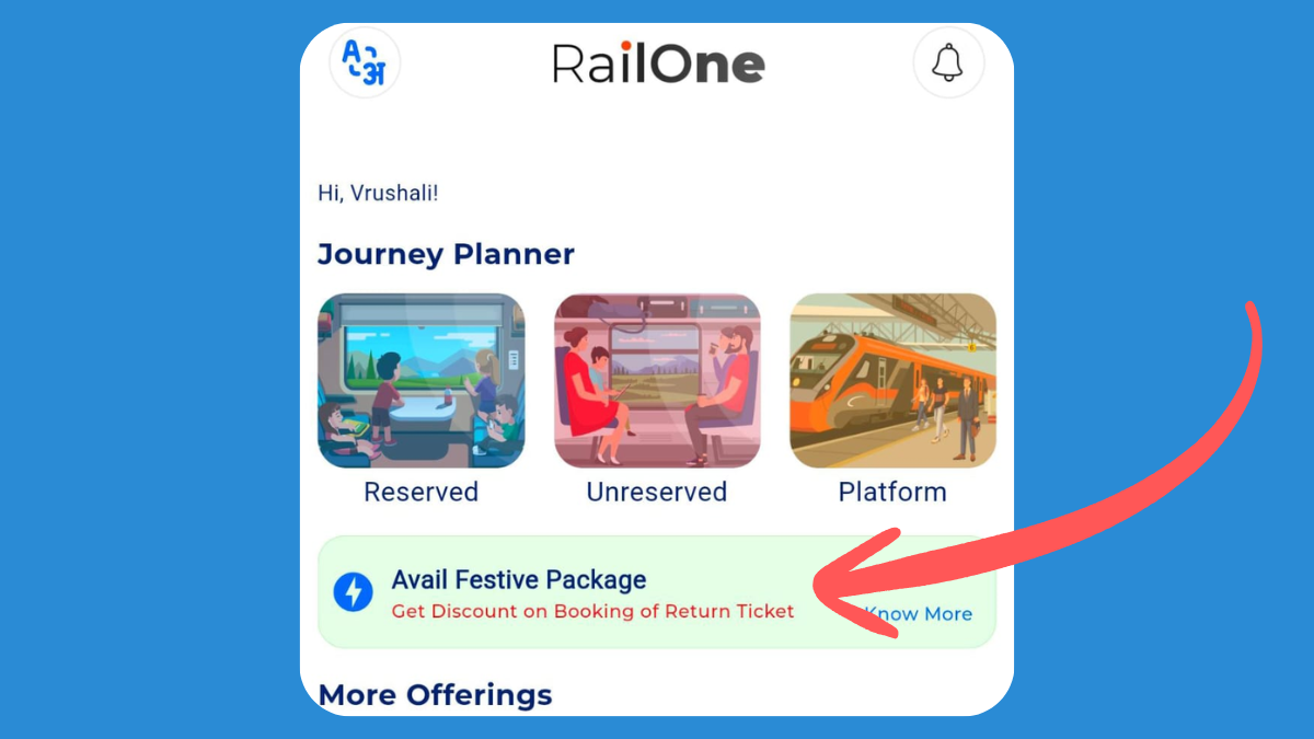 How to Book Train Tickets via RailOne app at 20% Discount (Diwali Festive Scheme)
