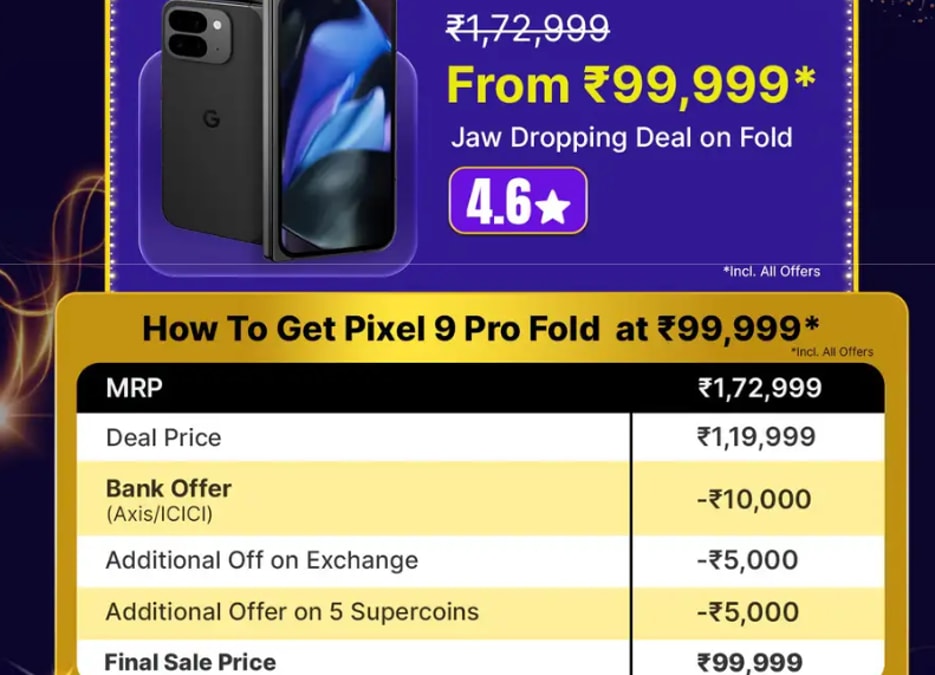 Flipkart Big Billion Days 2025 Google Pixel 9, Pixel 9 Pro Fold & XL, Pixel 10 Prices
