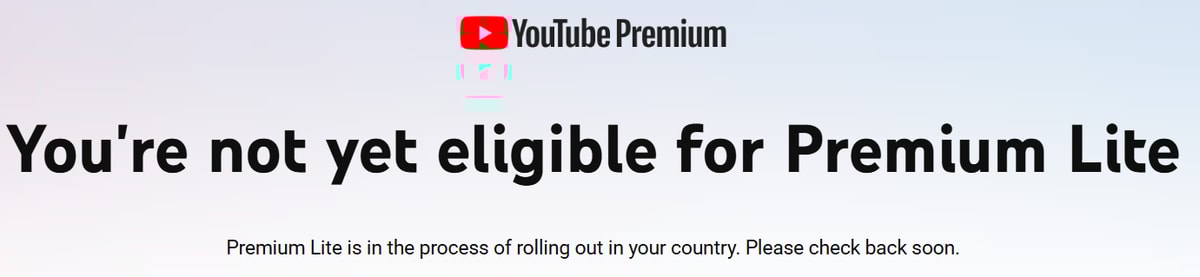 Is YouTube Premium lite in India available?