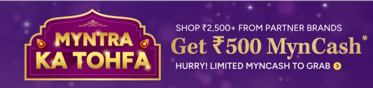 Free MynCash in Diwali Sale Myntra