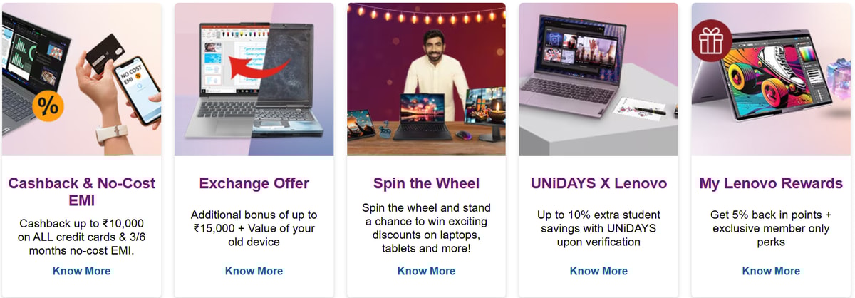 Lenovo Diwali Sale 2025 (Cashback upto ₹10,000 on all cards)