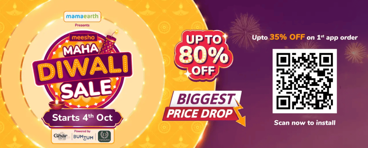 Meesho Diwali Sale 2025: Up to 85% OFF on Fashion, Toys, Footwear, Home & Kitchen & more