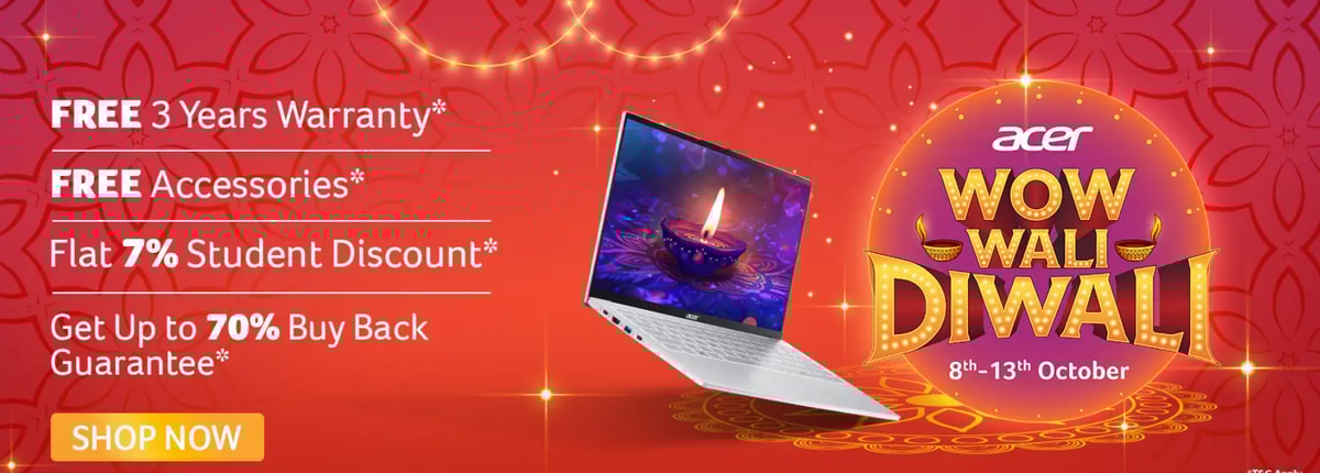 Acer Wow Wali Diwali Sale 2025 (8th to 13th Oct)