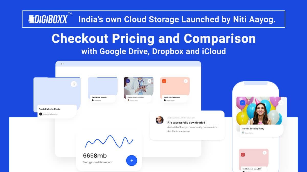 DigiBoxx - India’s own Cloud Storage Launched by Niti Aayog. Checkout Pricing and Comparison with Google Drive, Dropbox and iCloud