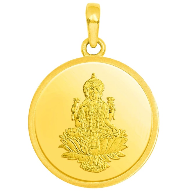 9. Candere Lakshmi Gold Coin Pendant for Women by Kalyan Jewellers
