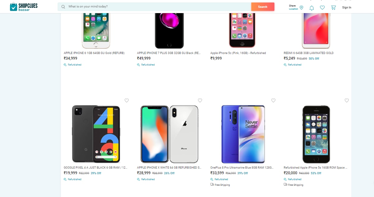 Shopclues: Get Refurbished Feature Phones and iPhones
