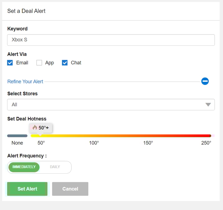 Set Store Deal Alerts