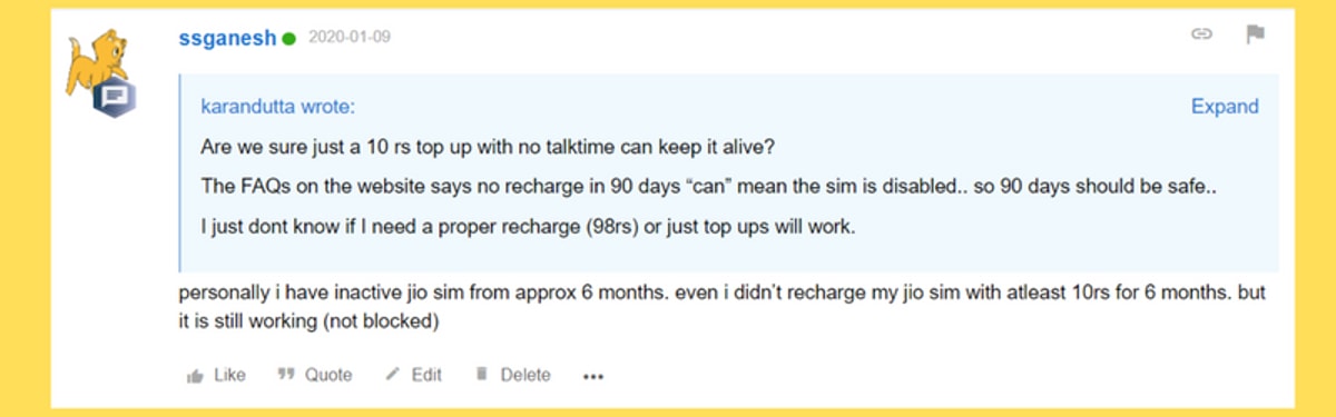 Minimum Recharge Plan to Keep Jio SIM active