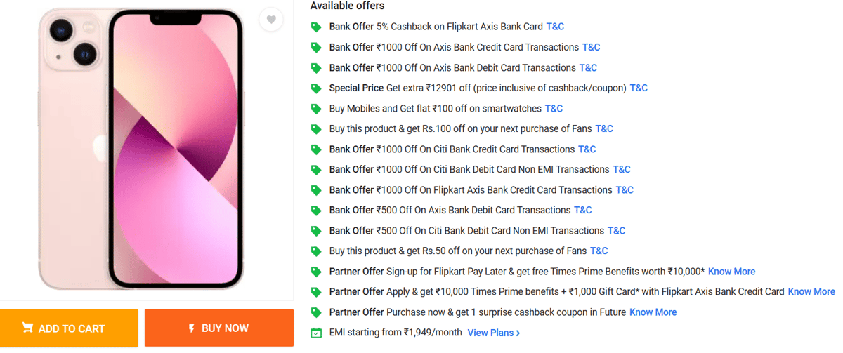 Flipkart Big Saving Days Bank Discounts: iPhone 13 Offers with Credit & Debit Cards