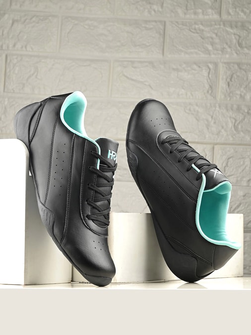 HRX by Hrithik Roshan Men Black & Blue Perforated Motorsports Sneakers