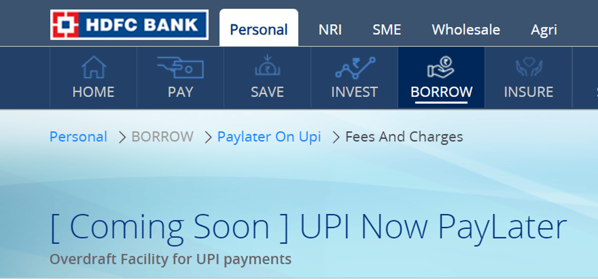 HDFC Bank UPI Now Pay Later
