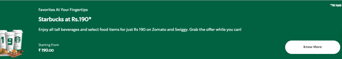 How to avail of the Starbucks Special Rs.190 Offer