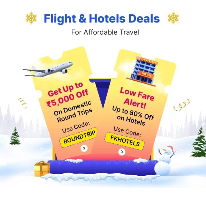 Flipkart Flights & Hotels Discounts in Big Year End Sale