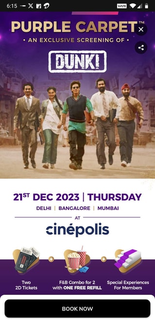 Cinepolis Exclusive Screening of Dunki for Times Prime members