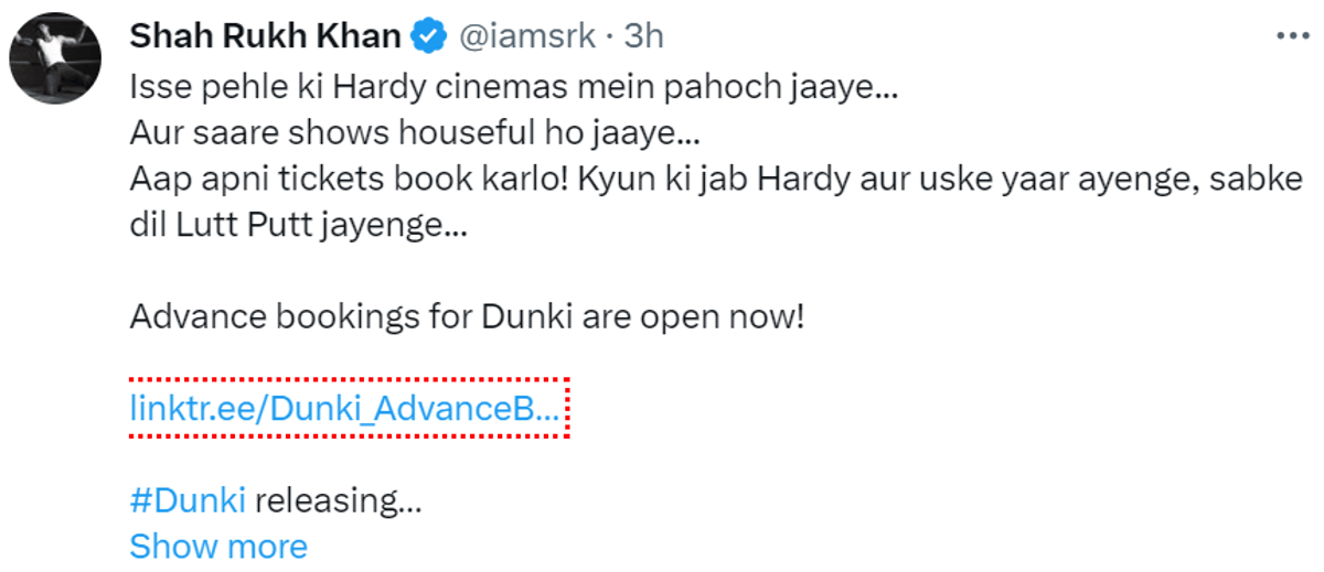 Dunki advance booking is now Live in India