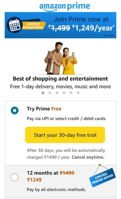 Amazon Prime Lite at Rs.799