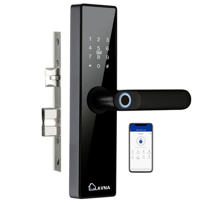 LAVNA LA16 Fingerprint Wooden Door Lock with PIN, RFID Card, Manual Key (6 way Access)