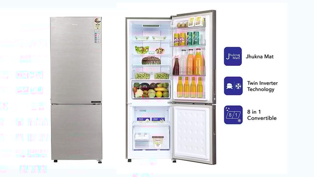 Haier 256 Litre 3 Star Inverter Convertible Bottom Mounted Refrigerator