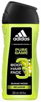 Adidas Pure Game 3 In 1 Body, Hair And Face Shower Gel, 250ml