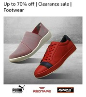 Upto 70% OFF On Footwear ( Puma UCB Sparks Bata Red-tape Lecooper Clarks Catwalk & More)