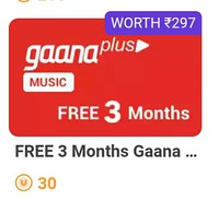 Free 3 months Gaana+ Subscription worth ₹297