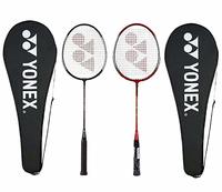 Yonex GR303 Aluminum Badminton Racquet with Cover, Pack of 2 (Red/Black)