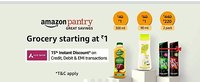 Amazon pantry : Grocery Starting RS 1 + 15% Discount Using Axis Bank Debit & Credit Card