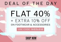 NNNOW DOD : Flat 40% OFF + Extra 10% OFF on Footwear and Accessories