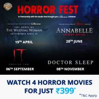 Paytm Horror Movies Pass - Get 100% cashback on 4 horror movies (weeping woman, Annabelle Comes Home, IT 2 & Doctor Sleep)